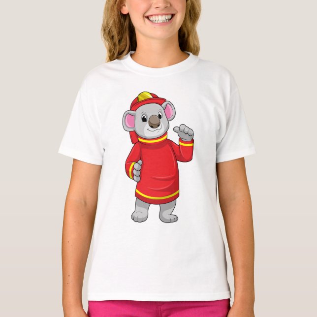 Camiseta Koala como bombero con casco (Anverso)