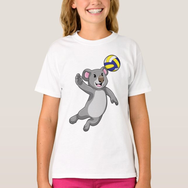 Camiseta Koala como jugador de voleibol con voleibol (Anverso)