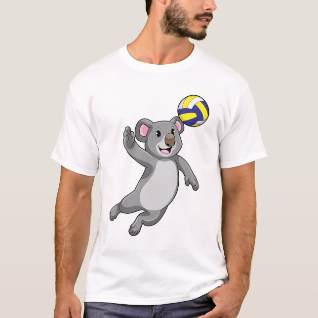 Camiseta Koala como jugador de voleibol con voleibol (Anverso)