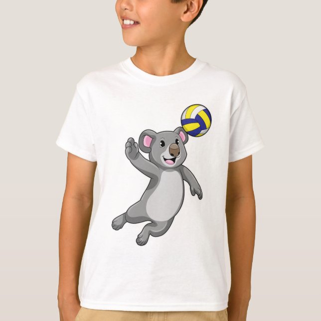 Camiseta Koala como jugador de voleibol con voleibol (Anverso)