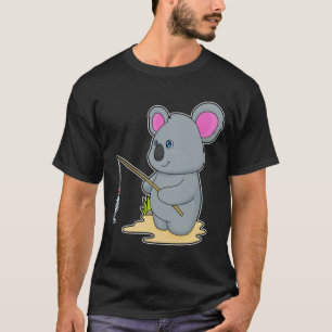 Camiseta Koala como pescador con caña y pescado