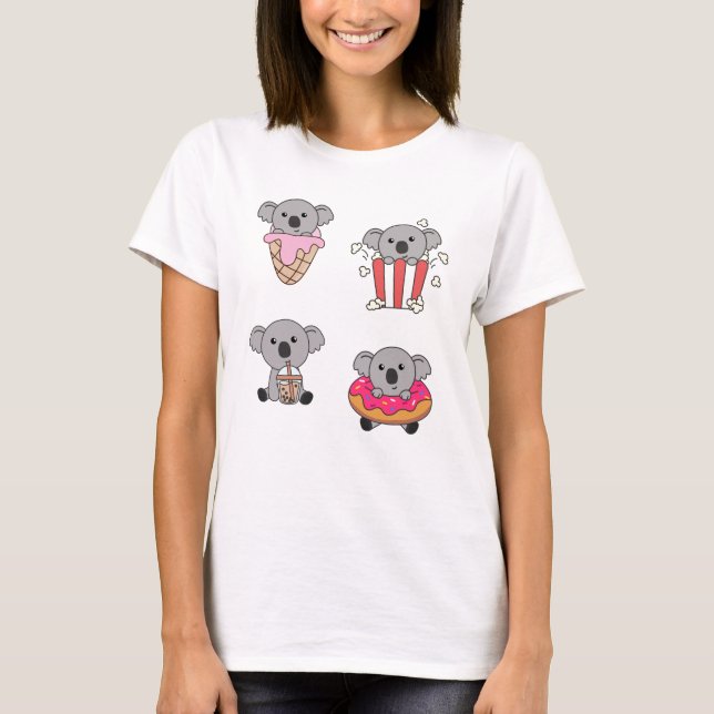 Camiseta Koala Con Candy Kawaii Koalas Con Comida (Anverso)