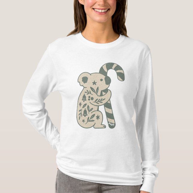 Camiseta Koala de Navidad con Bastón de Caramelo (Anverso)