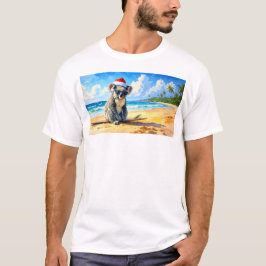 Camiseta Koala de Sol y Olas con Sombrero de Santa