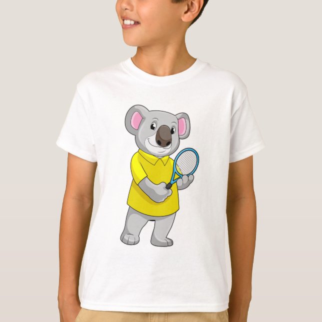 Camiseta Koala en tenis con raqueta de tenis (Anverso)