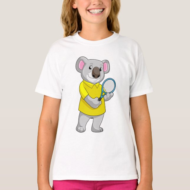 Camiseta Koala en tenis con raqueta de tenis (Anverso)