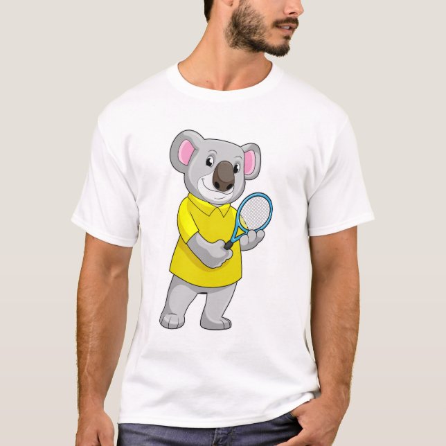 Camiseta Koala en tenis con raqueta de tenis (Anverso)