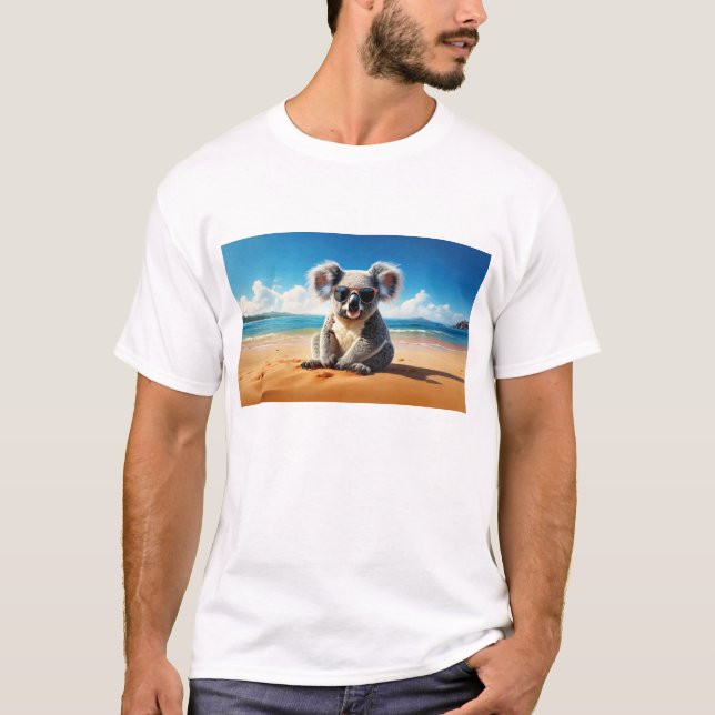 Camiseta Koala en una playa de arena (Anverso)