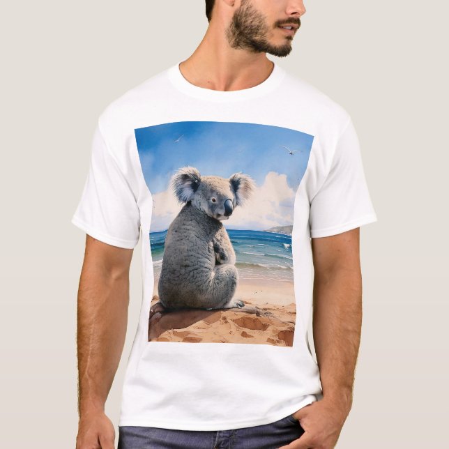 Camiseta Koala en una playa de arena (Anverso)