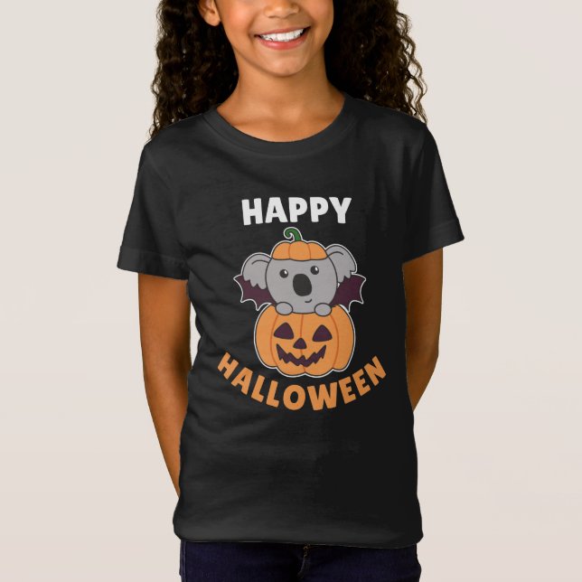 Camiseta Koala Feliz disfraz de bompkin de Halloween (Anverso)