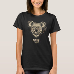 Camiseta Koala Grueso Fumando Arte de Línea Audaz Vintage R