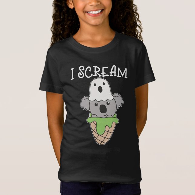Camiseta Koala Halloween Fantasma I Grito de crema de hielo (Anverso)