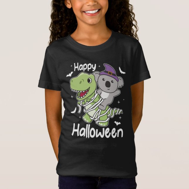 Camiseta Koala Happy Halloween T-rex Mummy Costume (Anverso)