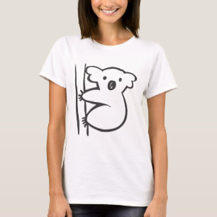 Camiseta Koala joven en un árbol en bosquejo blanco y negr