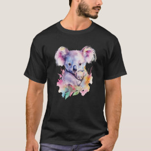 Camiseta Koala Mama y Baby Family Zoo Day Watercolor
