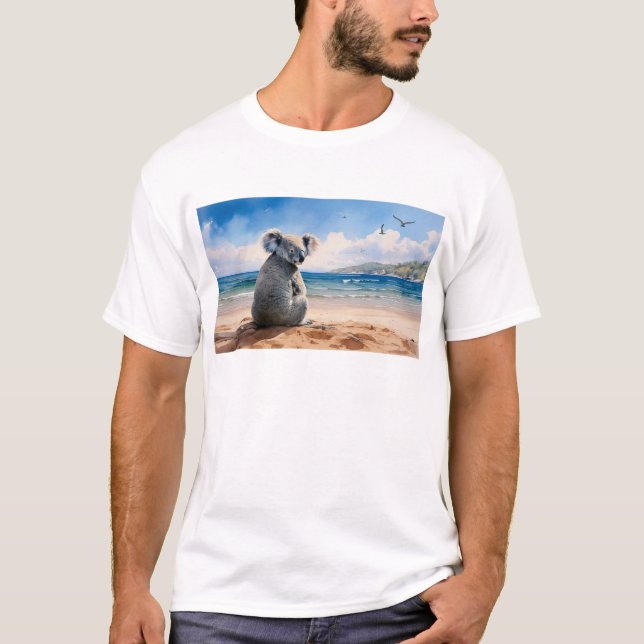 Camiseta Koala mirando el océano (Anverso)