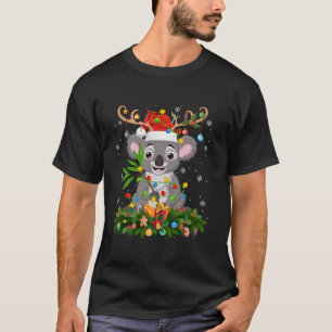 Camiseta Koala Navidad iluminando a los renos Santa Hat Koa