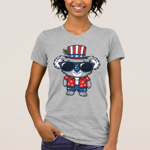 Camiseta Koala Patriótico Arte Vectorial Estilo Vintage_1