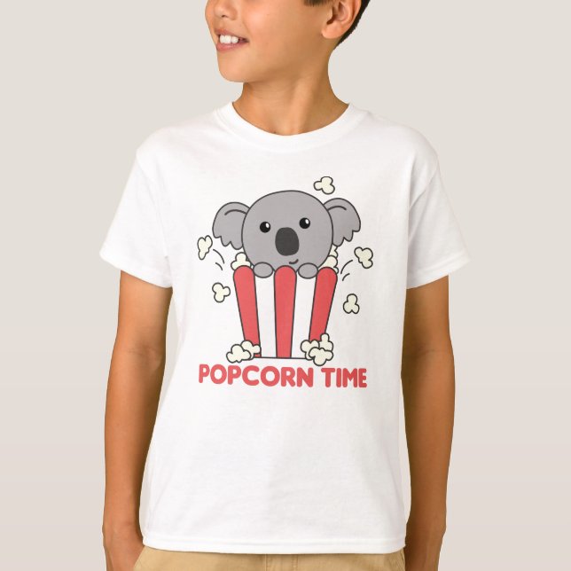 Camiseta Koala Popcorn Time Animales Graciosos En La Comida (Anverso)