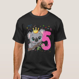 Camiseta Koala Princess 5 Chica De Cumpleaños Tema De 5 Año