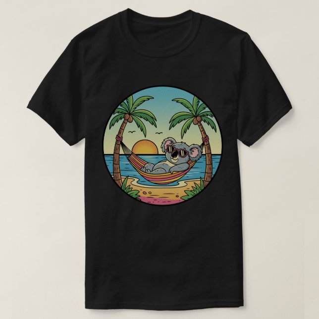 Camiseta Koala relajándose en hamaca de playa - Vacaciones  (Diseño del anverso)
