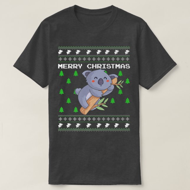 Camiseta Koala Ugly Christmas Party Celebration Candy Greet (Diseño del anverso)