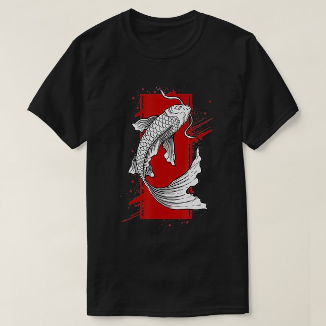 Camiseta Koi asiático retro pescado japonés tradicional (Diseño del anverso)