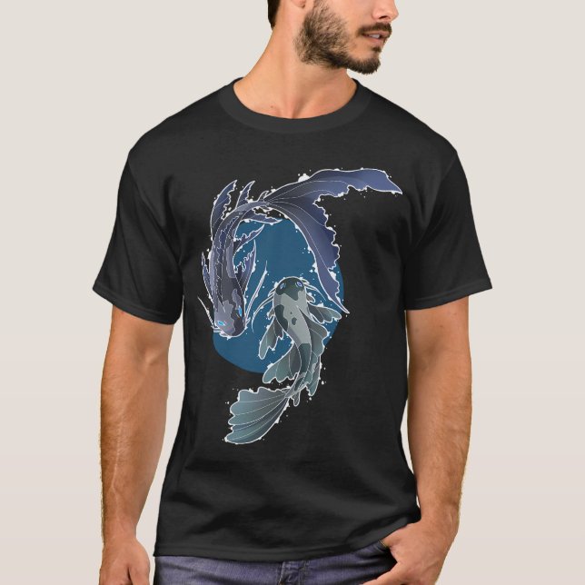 Camiseta koi azul (Anverso)