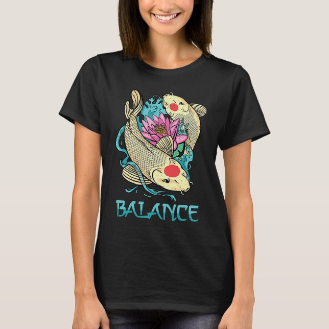 Camiseta Koi  Balance  Minimalist  Peace  Fish  Petshop  Yo (Anverso)