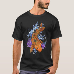 Camiseta Koi Carp Fish Graphic Koi Fish Purple Flower