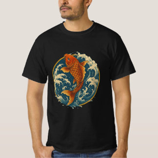 Camiseta Koi Climbing the Waterfall – Japanese Art Circle D