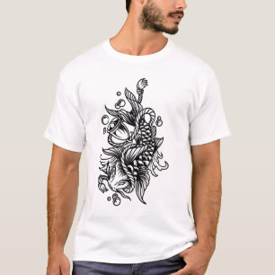 Camiseta Koi con campanas y diseño de tatuajes de cuerda T-