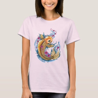 Camiseta Koi con tanque orgánico de flores de cerezo