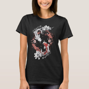 Camiseta Koi Fish Art Estilo japonés Diseño Círculo Zen Gra