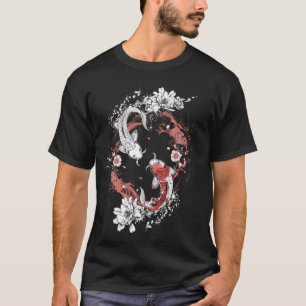 Camiseta Koi Fish Art Estilo japonés Diseño Círculo Zen Gra