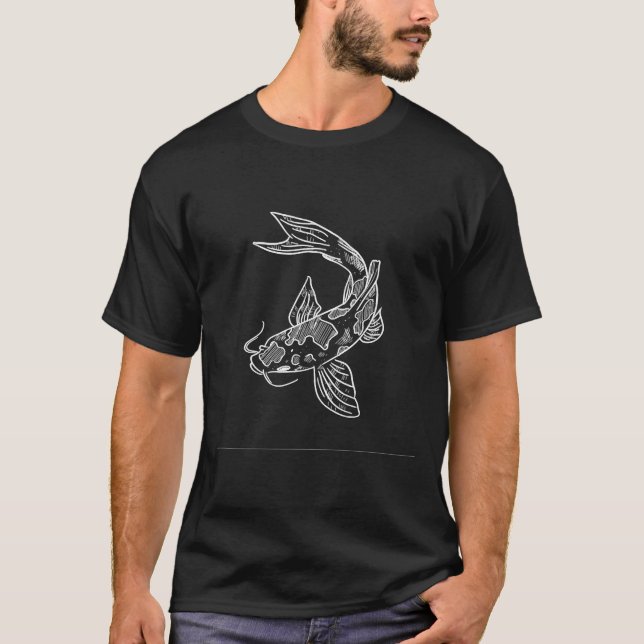 Camiseta Koi Fish Black And White Koi Fish (Anverso)