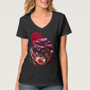 Camiseta Koi Fish Carp Yin Yang Bonsai Tree Moon Asian Japo