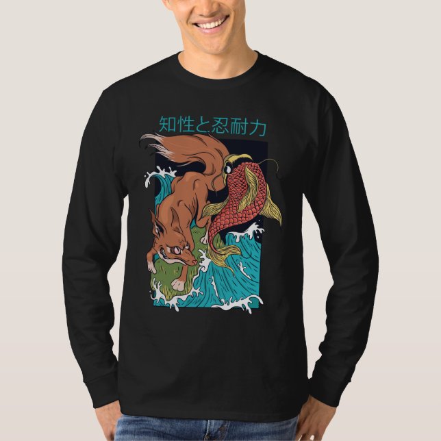 Camiseta Koi Fish con diseño de estilo japonés Fox (Anverso)