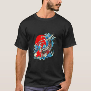 Camiseta Koi Fish Japonés de la Luna Roja