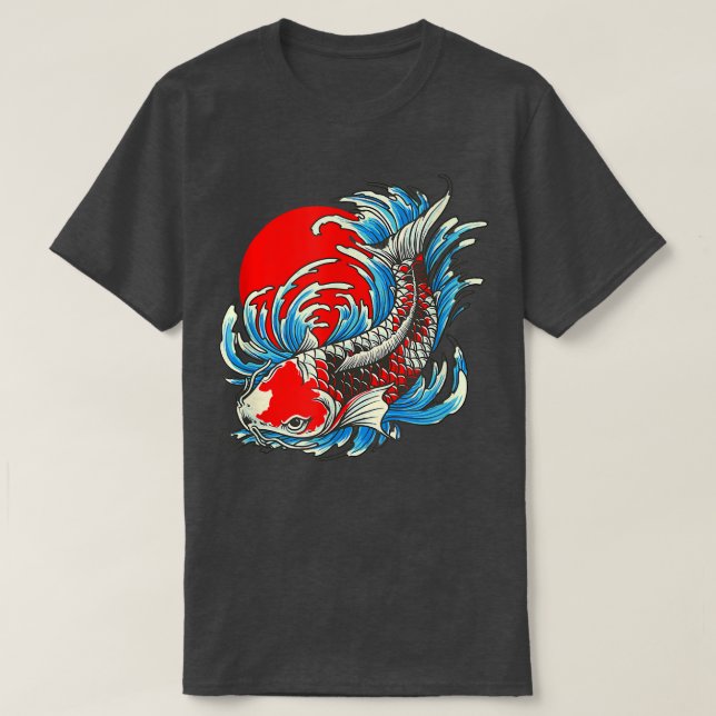 Camiseta Koi Fish Japonés de la Luna Roja (Diseño del anverso)