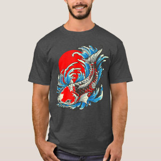 Camiseta Koi Fish Japonés de la Luna Roja