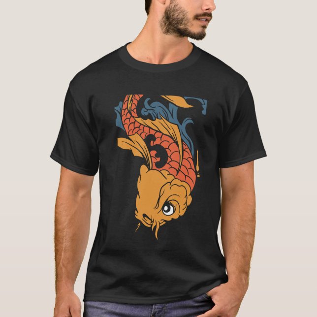 Camiseta Koi Fish Modern Black Art Trendy (Anverso)