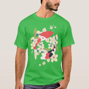 Camiseta Koi Fish Pond Carpa Japón Arte japonés Sakura Cher