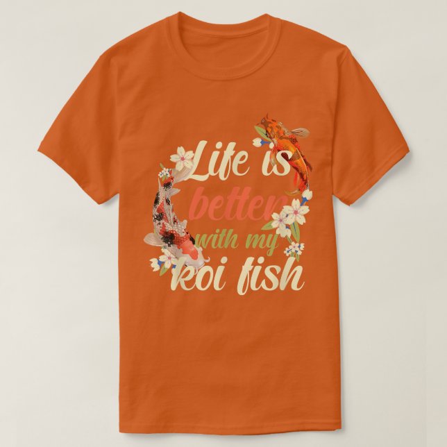 Camiseta Koi Fish Pond Carpa Japón Bloss de arte japonés (Diseño del anverso)