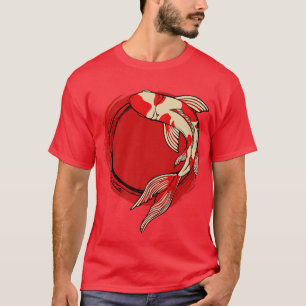 Camiseta Koi Fish Red Tokyo Sun Arte Japonés Yin Nishikigoi