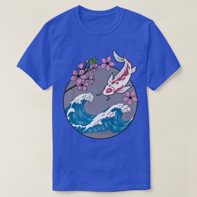 Camiseta Koi Fish Sakura Cherry Blossom Retro Japonés (Diseño del anverso)