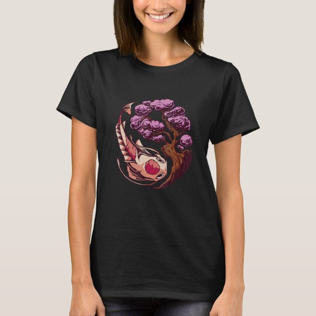 Camiseta Koi Fish Sakura Japanese art (Anverso)