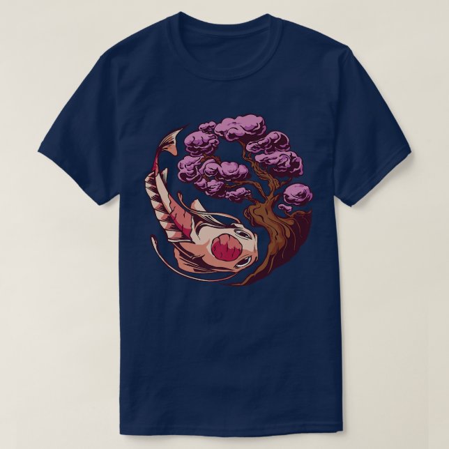 Camiseta Koi Fish Sakura Japanese art  (Diseño del anverso)