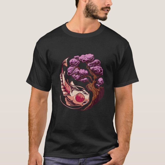 Camiseta Koi Fish Sakura Japanese art (Anverso)