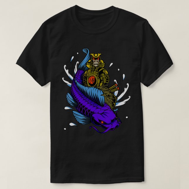 Camiseta Koi Fish Samurai Japonés Warrior (Diseño del anverso)